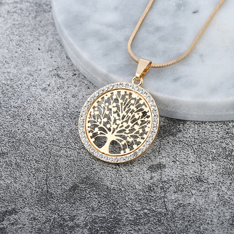 Hot Tree of Life Crystal Round Small Pendant