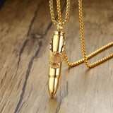 Mens Punk Bullet with Eagle Pendant Necklace